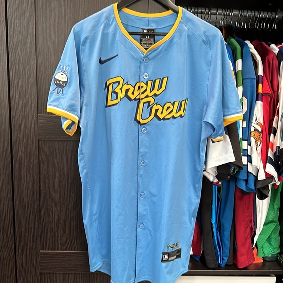 Men's Milwaukee Brewers Nike Powder Blue City Connect Elite Jersey